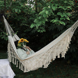 2 Person Hammock Boho Large Brazilian Macrame Fringe Double Deluxe Hammock Swing Net Chair Out/Indoor Hanging Hammock Swings