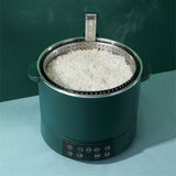 220V Stainless Steel Inner Household Electric Rice Cooker 3L Automatic Lift Hot Pot Low Sugar Rice Cooker White/Green Color