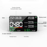 Air Quality Monitor LED Digital 5 in 1 Formaldehyde HCHO TVOC Temperature Humidity Tester Indoor Rechargeable CO2 Detector