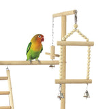 Parrot Playstands with Cup Toys Tray Bird Swing Climbing Hanging Ladder Bridge Wood Cockatiel Playground Bird Perches 53x23x36Cm