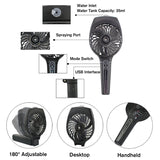 HAEGER-Foldable USB Handheld Humidifier Mist Fan, Mini Spray Fan Rechargeable Cooling Air Conditioner for Home Outdoor