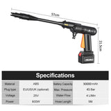 Cordless 600W High Pressure Washer Gun Electric Car Cleaning Tool Handheld Car Cleaning Device Water Pump with Foaming Bottle