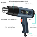 220-240V EU Plug Digital Heat Gun LCD Display Electric Hot Air Gun Hair Dryer Heat Soldering Shrink Wrapping Thermal Power Tools