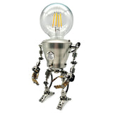 Manual Assembling Stainless Steel Steampunk Big Head Robot Lamp Home Bedroom Table Lamp Bar Atmosphere Lamp US Plug