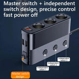 3 ports Car Cigarette Lighter Socket Splitter 3 USB Type-C QC3.0 PD 30W Fast Charge Independent Switch 127W High Power Adapter