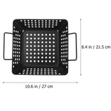 Barbecue Pan Carbon Steel Black Non-stick Grill Basket Grilling Tray for Camping Home