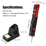 ABS 450C 8W Wireless Electric Rechargeable Soldering Iron Tool w/ Bright LED Light 2.4 V 1800mAh