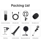 BM700 Condenser Microphone USB Professional Streaming Studio Microphone kit for Live Conference Home Gaming YouTube Podcasting