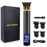 Electric Hair LCD Clipper for Man Waterproof Cordless Professional Razor Trimmer T-Blade Haircut Sculpture Cutter Barber 0mm Sha