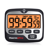 ThermoPro TM01 Digital Kitchen Cooking Timer With Large Backlight Display Countdown And Countup Timer 12/24H Clock Mode