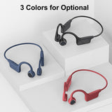Bone Conduction Headphones Wireless BT 5.0 Earphone Outdoor Sports Red Headset Waterproof Sweat Proof with Earbuds Hands-free