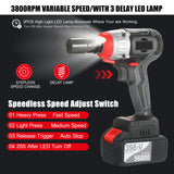 Cordless Electric Impact Wrench 980Nm Torque Brushless Motor with Chuck Fast Charger  Multifunction Impact Kit Variable Speed