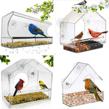Window Bird Feeder - Refillable Sliding Tray - Weather Proof - Snow and Squirrel Resistant - Drains Rain Water