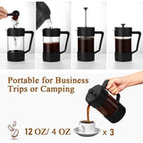 French Press Coffee Tea Maker Thickened Borosilicate Glass Coffee Press Rust-Free Dishwasher Safe Black Coffee Maker Portable