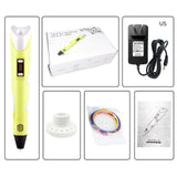 3D Pen Screen DIY 3D Printing Pen With ABS PLA Filament Creative Toy Gift 3 D Printer Pen Drawing For Kids Christmas Birthday