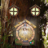 Ornament Outdoor Yard Art Resin Fairy Door Windows Garden Sculpture Gift Accessories Wall Miniature For Trees Glow In Dark