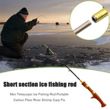 62cm Ice Fishing Rod Portable Carbon Wooden Handle River Shrimp Carp Fishing Pole Winter Fish Tackle Pesca for Dropshipping