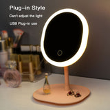 Led Makeup Mirror M007-1 USB Storage LED Face Mirror Adjustable Touch Dimmer Led Vanity Mirror Stand Up Desk Cosmetic Mirror
