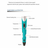 3D Printing Pen 3D Drawing Pen PLA/ABS Filament 3D Printer Pen Set Refill Scribble Pen Birthday Gift 3D Pen For Kids