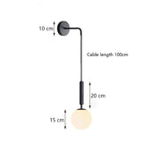 Modern Glass Wall Lamp Scandinavian Wandlamp Bedside Reading Lamp Round applique murale luminaire Nordic Led Wall Lights E27