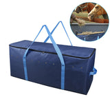 Multipurpose Horse Feeding Foldable Portable Zip Closure Storage Tote Hay Bale 600D Oxford Cloth Bag Blue Carry Hay Bag