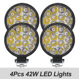 6/4/2Pcs Led Work Light 42W/48W Car Headlight 14 Led Car Light For Truck Offroad 12/24V Night Driving Lights For SUV Fog Lamps