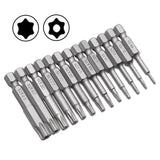 13 Pcs 1/4 Inch Screw Driver Bit Set S2 Steel Hex Shank T5-T45 Magnetic Torx Head Star 6 Point Screwdriver Kit Tools