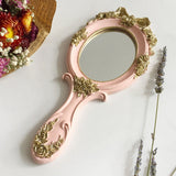 1Pc Creative Makeup Mirror with Handle Retro Style Portable Mirror for