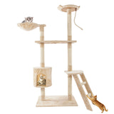 60"Luxury Pet Cat Tree House Condo Furniture Multi-Layer Cat Tree with Ladder Sisal Scratching Post for Cat Climbing JumpingToy
