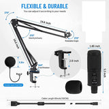 USB Streaming Podcast PC Microphone,192KHZ/24Bit Studio Cardioid Plug&amp;Play Condenser Mic Kit For Youtuber Gaming,Etc
