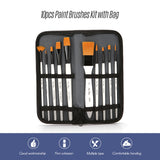 10pcs Paint Brushes Set Kit Artist Paintbrush Multiple Mediums Brushes with Carry Bag Nylon Hair for Art Drawing Supplies