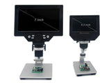 7' HD 12MP 1-1200X LCD Digital Microscope Electronic Video Microscopes Pcb BGA SMT Soldering Phone Repair Magnifier Alloy Stand