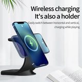 15W Magnetic Wireless Charger Stand 3 in 1 for iPhone 12 Qi Fast Charging Induction for Apple Watch 6