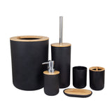 NEW2022 RR 6Pcs Black Bathroom Accessories Toothbrush Holder Bin Soap Dish Dispenser Tumbler Toilet Brush Toilet Bathroom Set