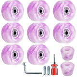 8 Pack 32 x 58mm, 82A Quad Roller Skate Wheels with Bearing Installed and 2 Toe Stoppers for Double Row Skating