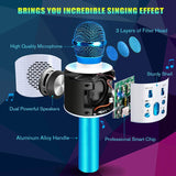 Wireless Musical Microphone, Mini Bluetooth with LED for Children Adults Singing