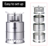 Outdoor Windproof Wood Burning Stove Portable Folding Stainless Steel Camping Stove Cooking Stove Equipment