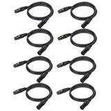 6.5Ft / 2M DMX Cable, 8PCS 3 Pin DMX Cables DMX Wires, DMX512 XLR Male to Female Stage Light Signal Cable