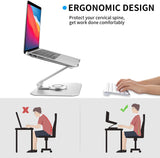 Swivel Laptop Stand Desk Riser 360 Rotation Multi-Angle/Height Adjustable Aluminum Computer Stand for MacBook Pro Air, Dell, HP