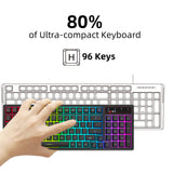 96 Keys Wireless Keyboard and Mouse Set Rechargeable Ergonomic RGB Backlight Keyboard 2.4G USB Mouse Combos Kit For laptop TV