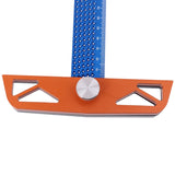 300/400mm Hole Ruler Aluminum Alloy T Type Square Gauge Adjustable Angle Woodworking Scriber Marking Ruler Line Scribing