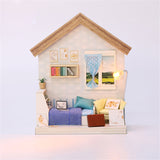 CUTEBEE DIY Doll House Wooden Doll Houses Miniature Dollhouse Furniture Kit with LED Toys for Children Christmas Gift