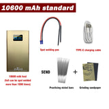 4.2-5V 2A 10600mah DX10 Handheld Spot Welder Machine 6*300A Mos 8awg Spot Pens For 18650 0.2mm Nickel Sheets type-c Charge