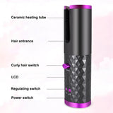 Rechargeable Automatic Hair Curler Women Portable Hair Curling Iron LCD Display Ceramic Curly Rotating Curling Wave Styer
