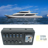 6-Gang Waterproof Toggle Rocker Switch Panel ,Dual USB LED Light 12V/24V for Car Boat Marine RV Truck Bus Yacht Fuse Box
