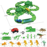 Dinosaur Toys for Kids 3-5 DIY Dinosaur Mountain Assembling Race Track Car Set for Birthday Gifts Christmas Surprises