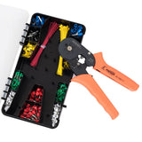 Paron Crimping Tool Kit Crimper Plier Hexagonal Tube Terminal Crimper with 850Pcs Terminals Cable Lugs Assortment Kit