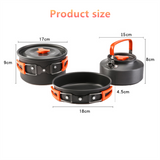 Camping Cookware Kit Outdoor Aluminum Cooking Set Water Kettle Pan Pot Travelling Hiking Picnic BBQ Tableware Equipment
