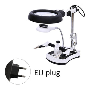 EU Plug Welding Repair Magnifying Glass 2.5X 6X 5X 10X Magnification Desktop Lamp Soldering Jewelry Design Reading Magnifier