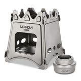 Lixada Outdoor Compact Folding Titanium Wood Stove Portable Ultralight for Camping Cooking Picnic Travel with Mini Alcohol Stove